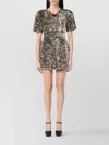 Marc Jacobs Sequin Embellished Short Sleeve Mini Dress In Pink