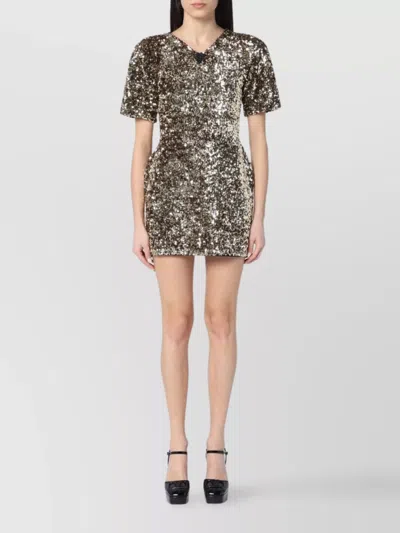 MARC JACOBS SEQUIN EMBELLISHED SHORT SLEEVE MINI DRESS