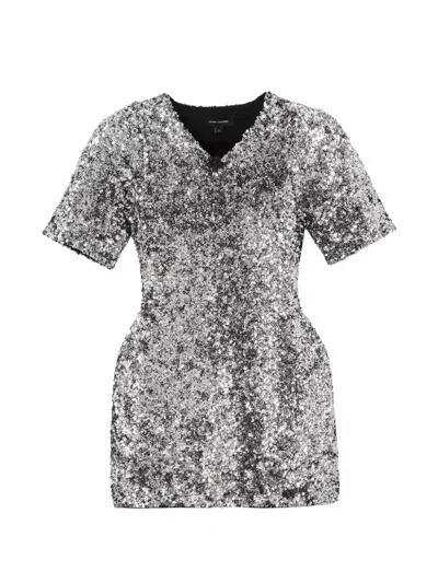 Marc Jacobs Sequin-embellished V-neck Mini Dress In Silver