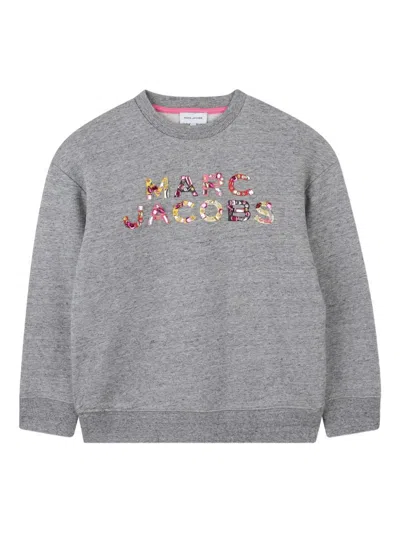 Marc Jacobs Sequin Logo Sweatshirt For Girls - Long Sleeve In Grey