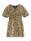 Marc Jacobs Sequin V-neck Knit Dress In Gold