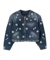 Marc Jacobs Cropped Denim Jacket With Daisy Sequins In Blue