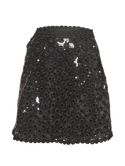 Pre-owned Marc Jacobs Sequin-embellished Lace Mini Skirt In Black