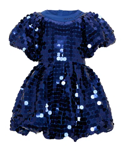 Marc Jacobs Sequin-embellished Puff-sleeve Dress In Blue