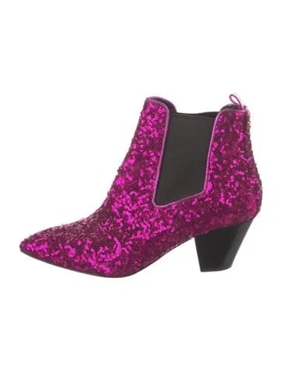 Pre-owned Marc Jacobs Sequins Patterned Chelsea Boots In Purple
