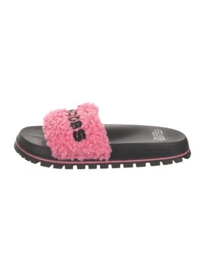 Pre-owned Marc Jacobs Shearling Slides In Pink