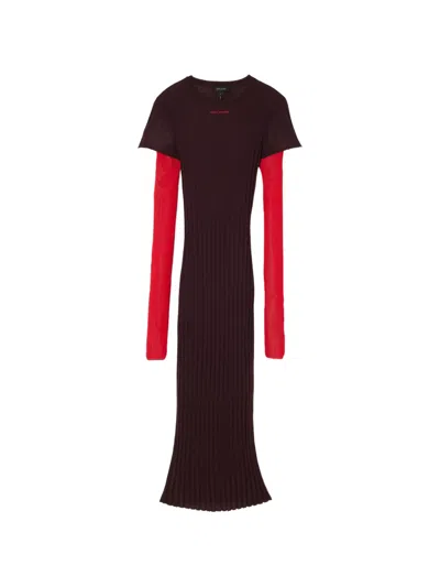 Marc Jacobs Sheer Layered-knit Maxi Dress In Brown