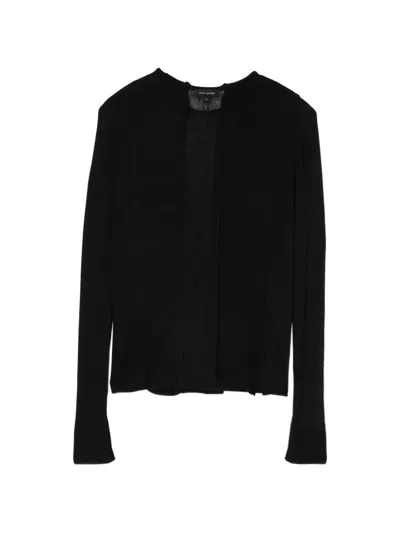 Marc Jacobs Sheer-panelled Knit Long-sleeve Top In Black