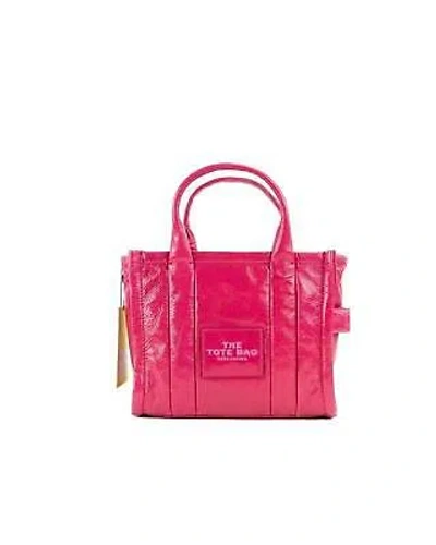 Pre-owned Marc Jacobs Shiny Crinkle Mini Tote Magenta Leather Crossbody Handbag -