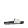 Marc Jacobs The Leather Slide Logo-embossed Slides In Cotton White
