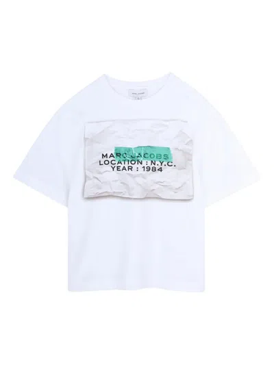 Marc Jacobs Short Sleeve Ribbed Neck Logo T-shirt In White
