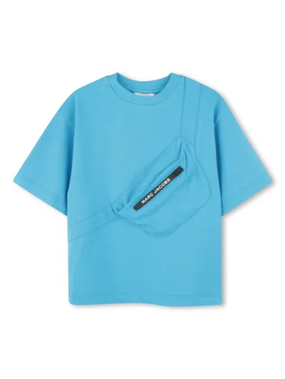 Marc Jacobs Short Sleeve Zip Pocket Tee For Boys In Blue