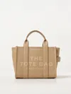 Marc Jacobs 'the Medium Tote Bag' Beige Shoulder Bag With Logo In Grainy Leather Woman In Brown