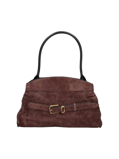 Marc Jacobs The Dakota Suede Shoulder Bag In Brown