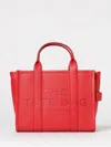 Marc Jacobs The Leather Medium True Red Tote Bag In Red
