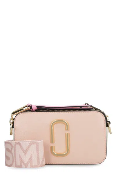 Marc Jacobs Mini Black Crossbody Bag With Golden Logo Accents In Pink