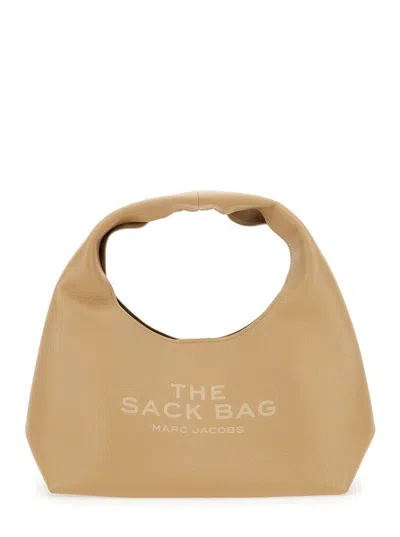 Marc Jacobs 'the Sack' Beige Shoulder Bag With Embossed Logo