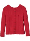 Marc Jacobs Shrunken Distressed Wool-cashmere Cardigan In Red
