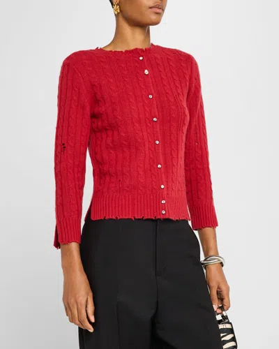 MARC JACOBS SHRUNKEN WOOL-CASHMERE CABLE-KNIT CARDIGAN