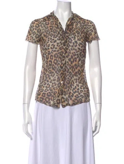 Pre-owned Marc Jacobs Silk Animal Print Blouse In Black