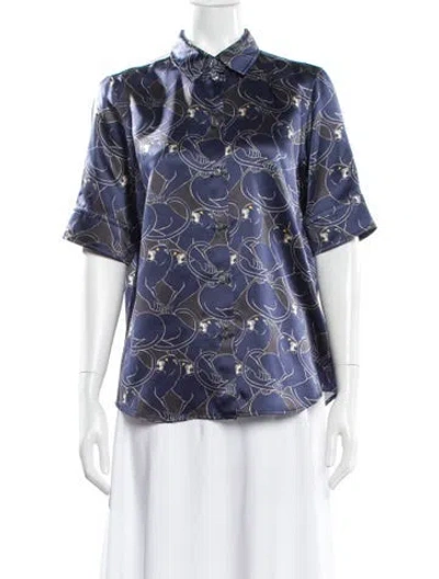 Pre-owned Marc Jacobs Silk Animal Print Blouse In Blue