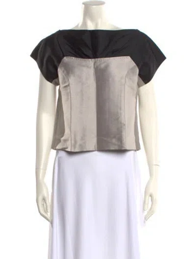 Pre-owned Marc Jacobs Silk Bateau Neckline Crop Top In White