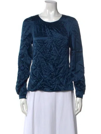Pre-owned Marc Jacobs Silk Crew Neck Blouse In Blue