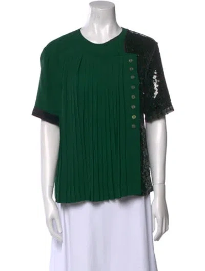 Pre-owned Marc Jacobs Silk Crew Neck Blouse In Green