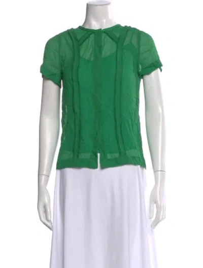 Pre-owned Marc Jacobs Silk Crew Neck Blouse W/ Tags In Green