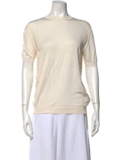 Pre-owned Marc Jacobs Silk Crew Neck T-shirt In White