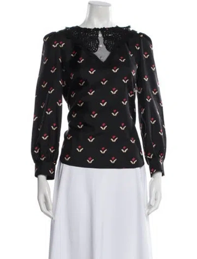 Pre-owned Marc Jacobs Silk Floral Print Blouse In Black