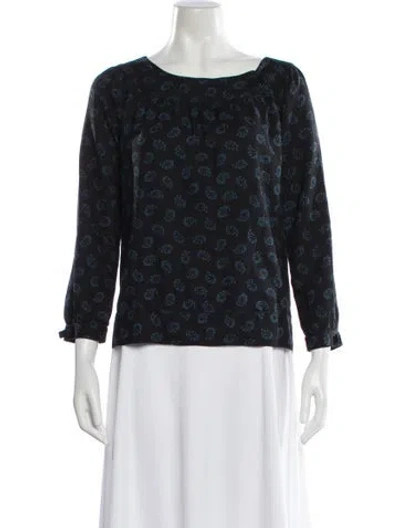 Pre-owned Marc Jacobs Silk Floral Print Blouse In Blue