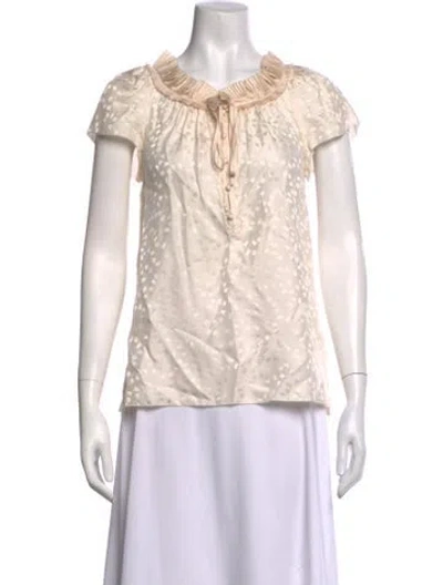 Pre-owned Marc Jacobs Silk Floral Print Blouse In Neutrals