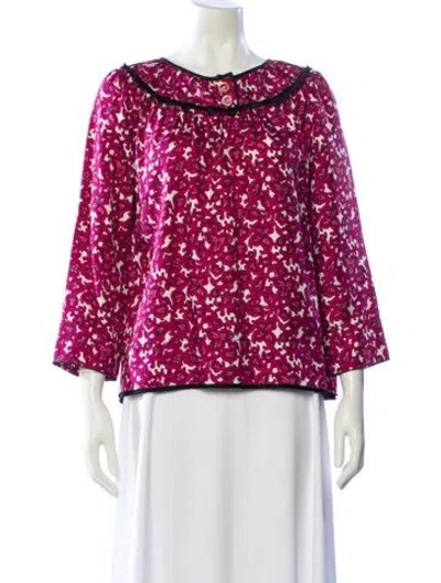 Pre-owned Marc Jacobs Silk Floral Print Blouse In Pink