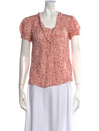 Pre-owned Marc Jacobs Silk Floral Print Blouse In Pink