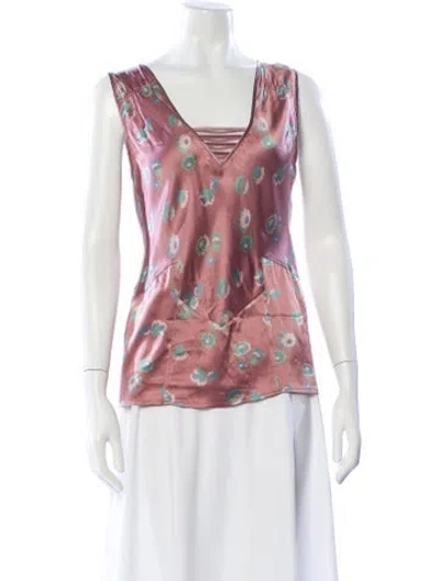 Pre-owned Marc Jacobs Silk Floral Print Blouse In Purple