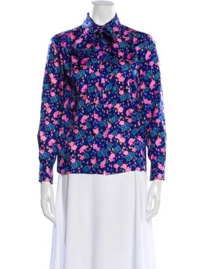 Pre-owned Marc Jacobs Silk Floral Print Blouse In Purple