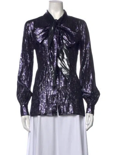 Pre-owned Marc Jacobs Silk Floral Print Blouse In Purple