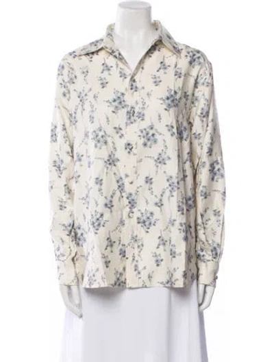 Pre-owned Marc Jacobs Silk Floral Print Button-up Top In Neutral