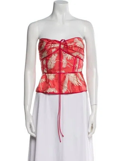 Pre-owned Marc Jacobs Silk Floral Print Crop Top W/ Tags In Orange