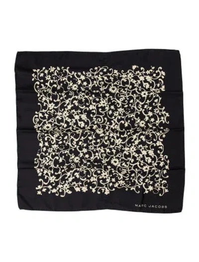 Pre-owned Marc Jacobs Silk Floral Print Scarf In Blue/neutrals