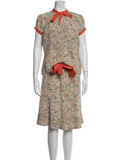 Pre-owned Marc Jacobs Silk Floral Print Skirt Set In Pink