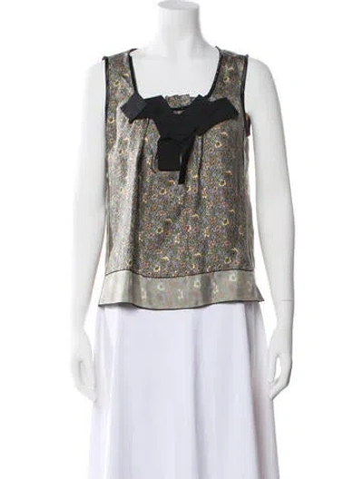 Pre-owned Marc Jacobs Silk Floral Print Top In Blue