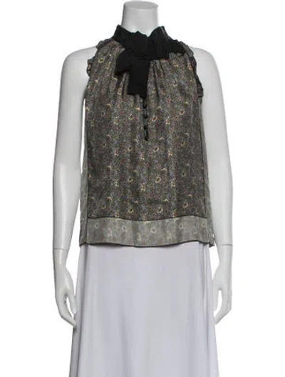 Pre-owned Marc Jacobs Silk Floral Print Top In Blue