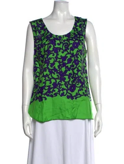 Pre-owned Marc Jacobs Silk Floral Print Top In Green