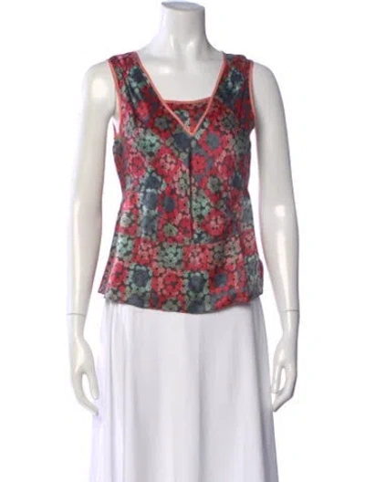 Pre-owned Marc Jacobs Silk Floral Print Top In Multi
