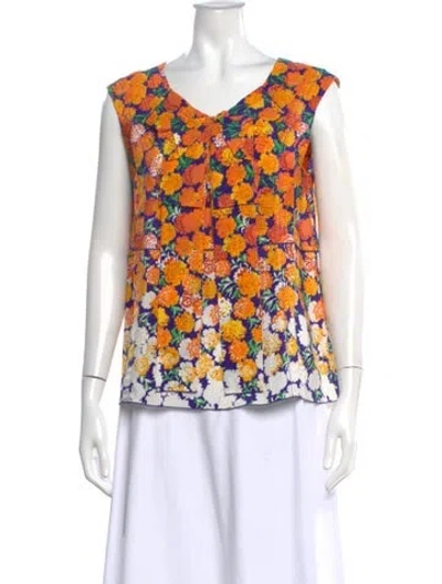 Pre-owned Marc Jacobs Silk Floral Print Top In Multi