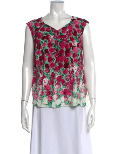 Pre-owned Marc Jacobs Silk Floral Print Top In Pink