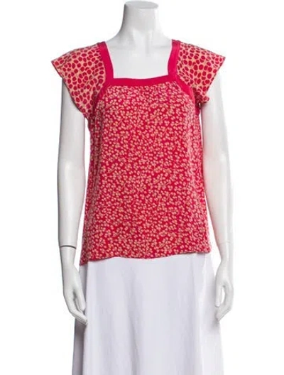 Pre-owned Marc Jacobs Silk Floral Print Top In Red