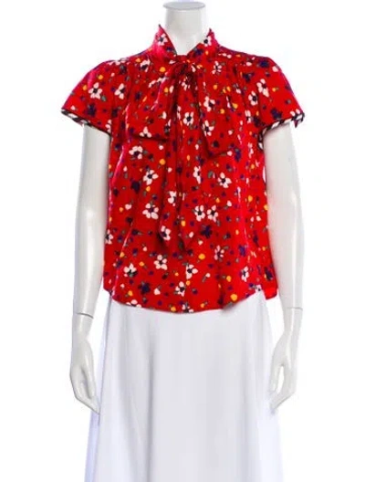 Pre-owned Marc Jacobs Silk Floral Print Top In Red